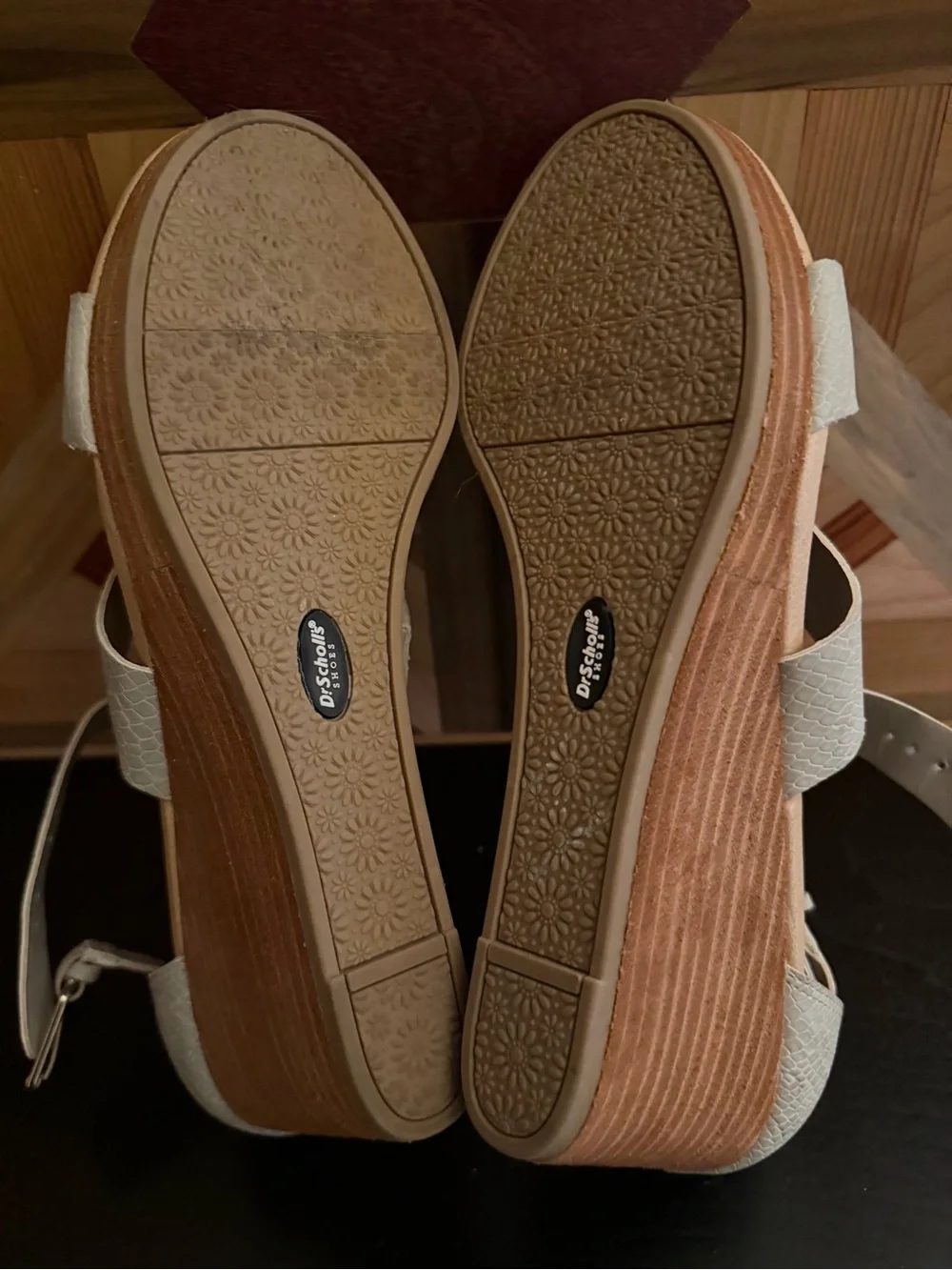 Dr. Scholl's Cream Cross-Strap Wedge Sandals